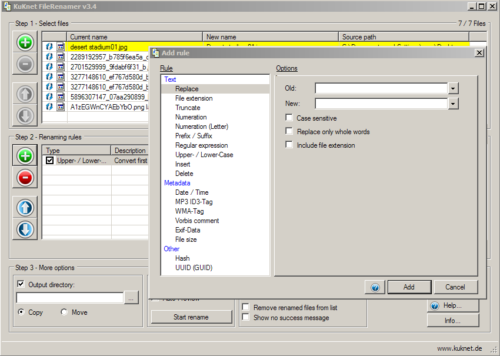 KuKnet FileRenamer Freeware File Renamer RGdot
